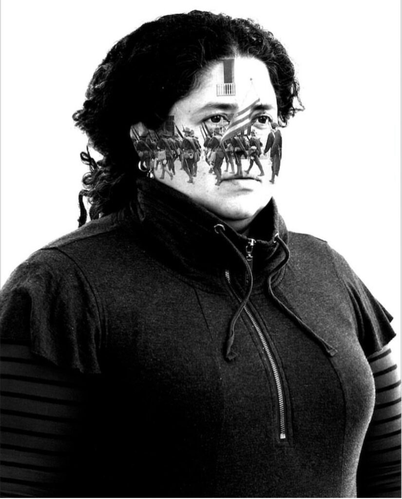 "I show myself multiple as a cloned army, with a marked face, with scars, tattooed with images, photos..." - Brenda Cruz Díaz