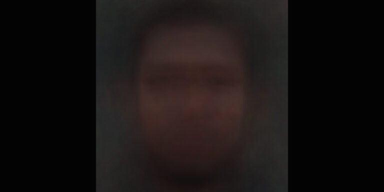 "Using Open Computer Vision and the programming language Python, a facial detection algorithm was run on a series of films by directors of color. Each of the faces detected was stacked and centered according to a portrait template. The median pixel value for each detected face is calculated to create one single portrait of the film that serves as a kind of record of all the faces the facial detection algorithm was able to detect." - Dennis Delgado