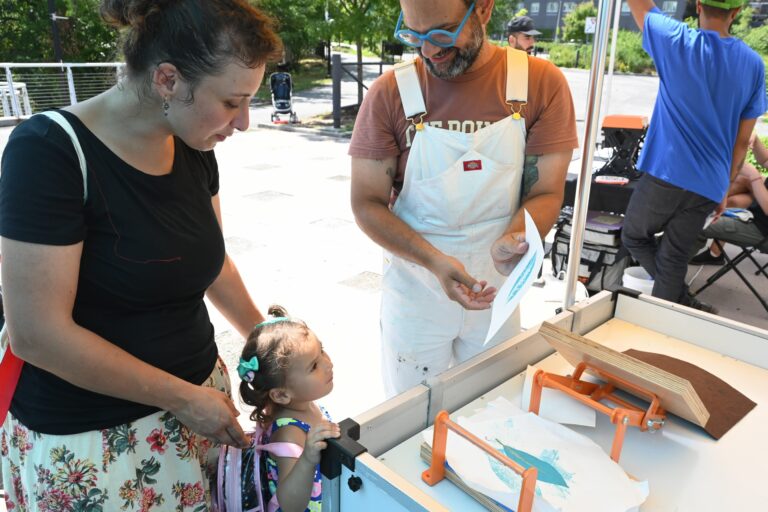 "Río Ambulante (mobile river) is a cargo bike equipped with art and print-making supplies, speakers, tables, and seating. It is deployed in public, community-accessible spaces s in the Bronx, facilitating art creation, fostering community connections, and advocating for environmental justice." - Hatuey Ramos-Fermín