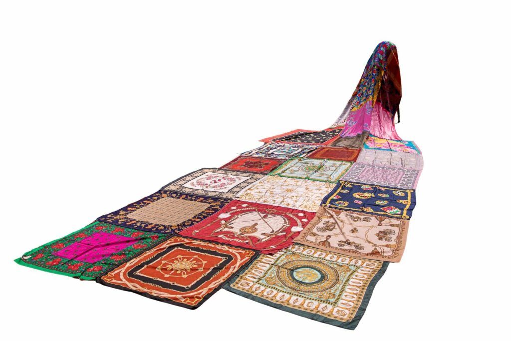 Headscarves sewn together into a very large doobie.