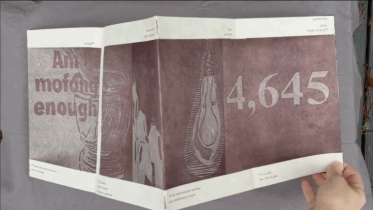 Collaborative artist book made in the aftermath of Hurricane Maria with images carved in linoleum and printed.