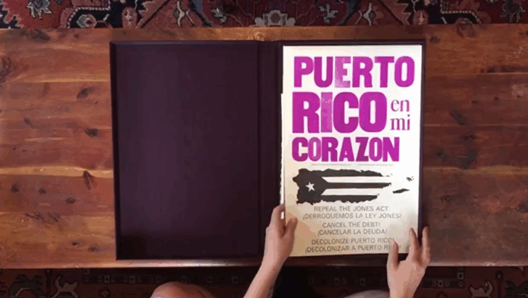 Collection of letterpress printed broadsides of bilingual poems written and translated by Puerto Rican poets.