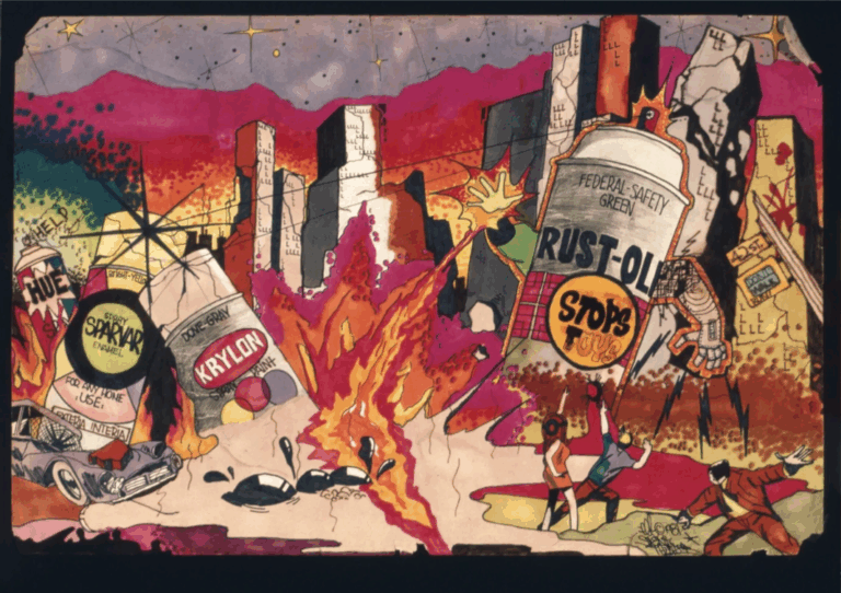 Rust-olium cans fight each other in an explosive battle on the street.